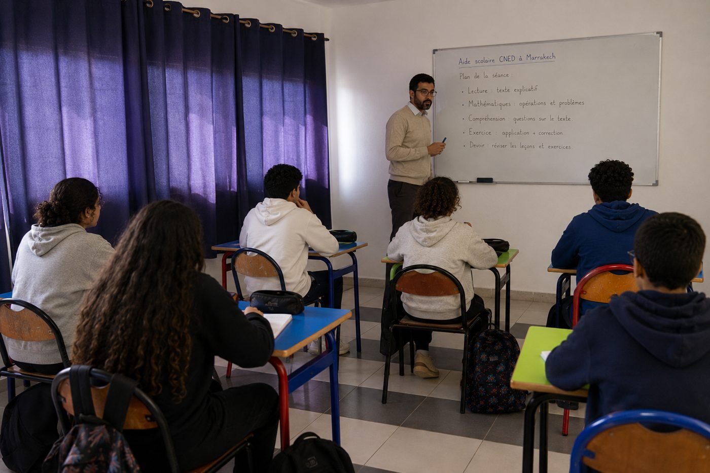 Séance d'accompagnement CNED à Marrakech, en petits groupes